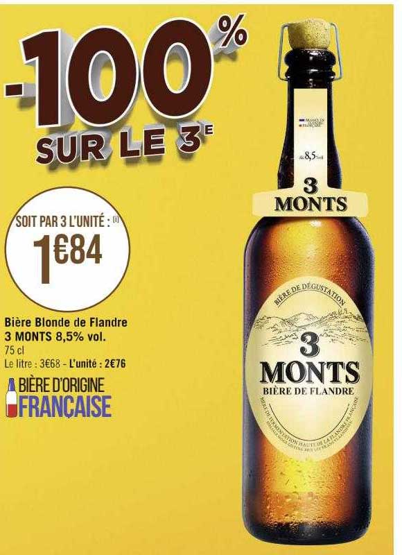 bière blonde de flandre 3 monts 8,5% vol.