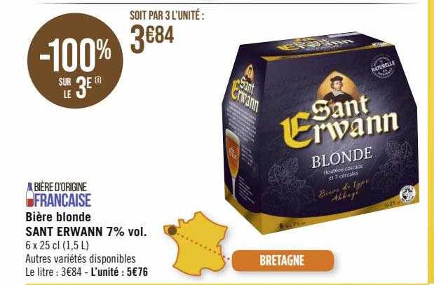 bière blonde sant erwann 7% vol.