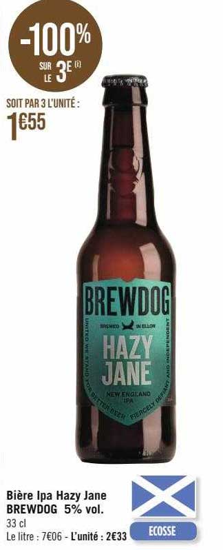 bière ipa hazy jane brewdog 5% vol.