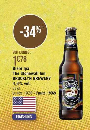 bière ipa the stonewall inn brooklyn brewery 4,6% vol.