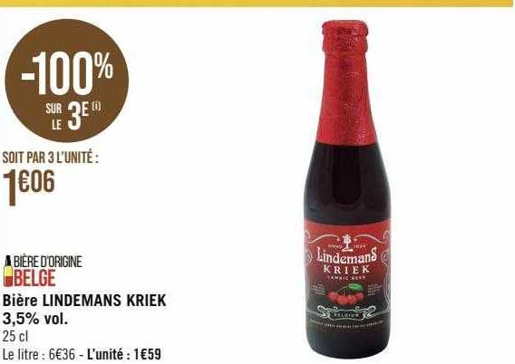 bière lindemans kriek 3,5% vol.