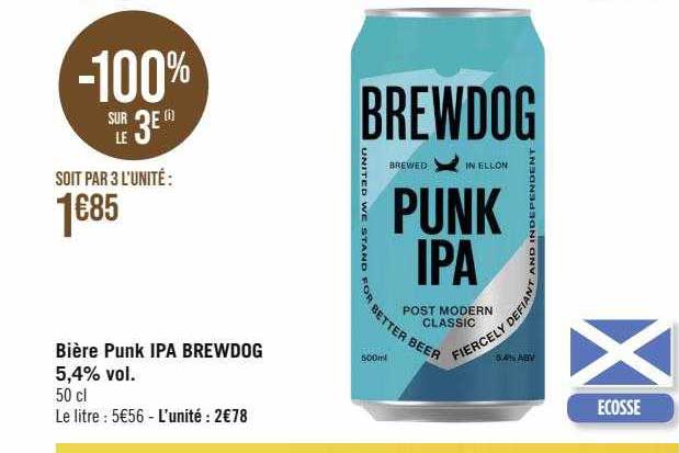 bière punk ipa brewdog 5,4% vol.
