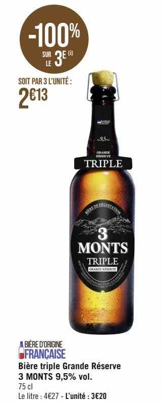 bière triple grande réserve 3 monts 9,5% vol.