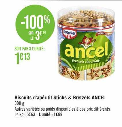 biscuits d'apéritif sticks & bretzels ancel