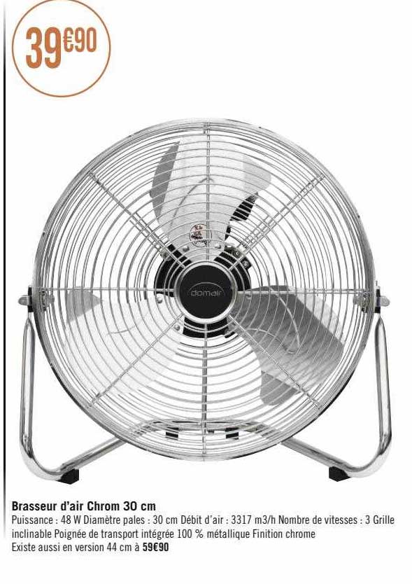 brasseur d'air chrom 30 cm