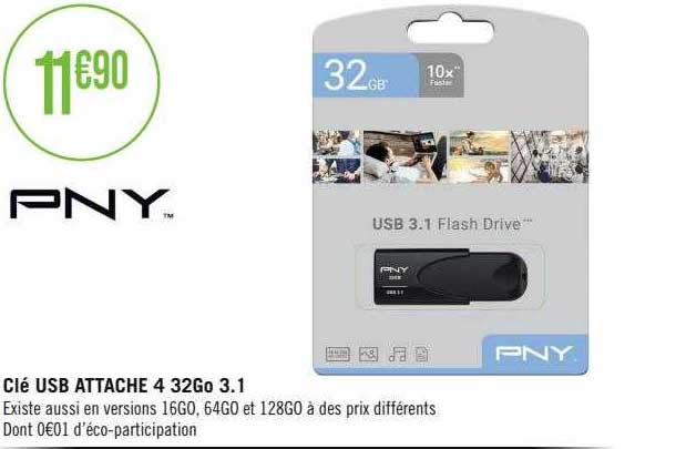 clé usb attache 4 32go 3.1 pny
