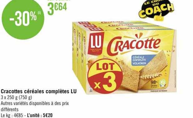 cracottes céréales complètes lu