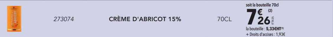 crème d'abricot 15%