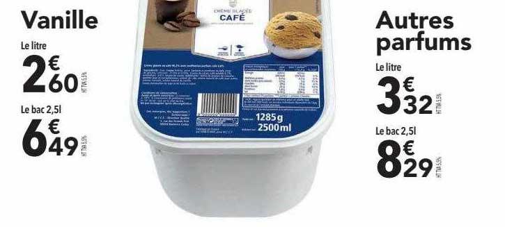 crème glacée vanille, autres parfums