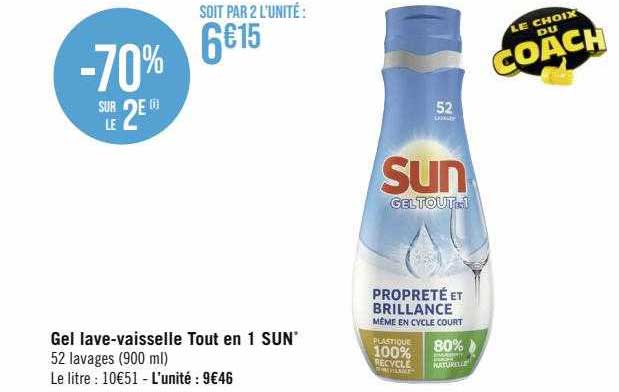gel lave-vaisselle tout en 1 sun