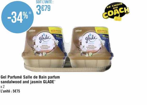 gel parfumé salle de bain parfum sandalwood and jasmin glade