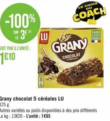 grany chocolat 5 céréales lu