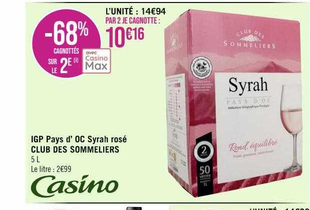 Igp Pays D'oc Syrah Rosé Club Des Sommeliers