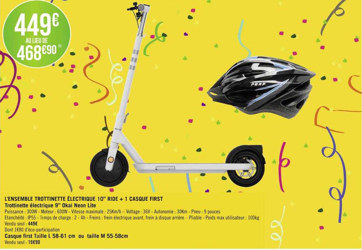 l'ensemble trottinette électrique 10" ride + 1 casque firest