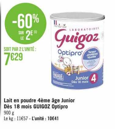 lait en poudre 4ème âge junior dès 18 mois guigoz optipro
