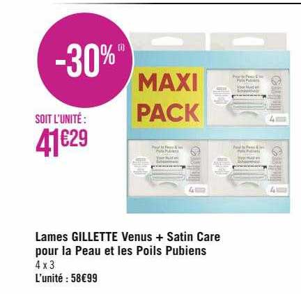 lames gillette venus + satin care pour la peau et les poils pubiens