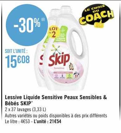 lessive liquide sensitive peaux sensibles & bébés skip