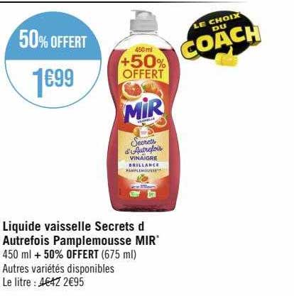 liquide vaisselle secrets d'autrefois pamplemousse mir
