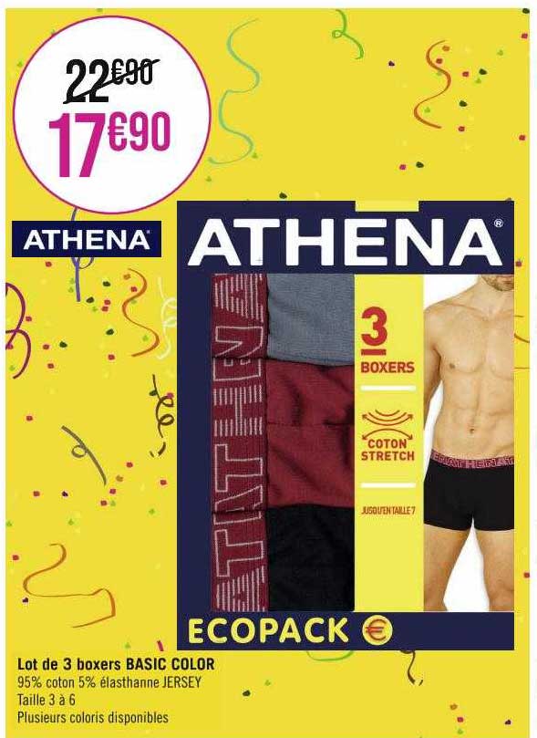 Lot De 3 Boxers Basic Color Athena