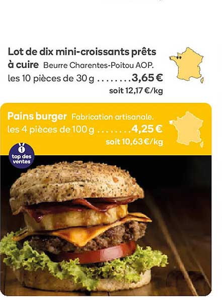 lot de dix mini-croissants prêts à cuire