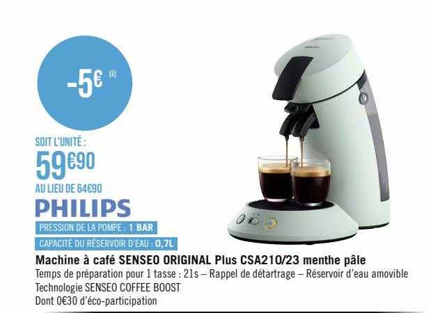 machine à café senseo original plus csa210-23 menthe pâle philips
