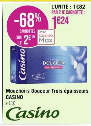 mouchoirs douceur trois épaisseurs casino