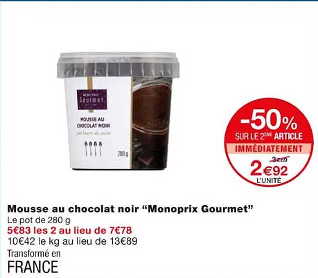 Mousse Au Chocolat Noir "monoprix Gourmet"