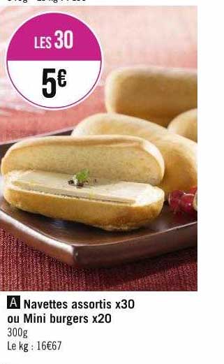 navettes assortis x30 ou mini burgers x20