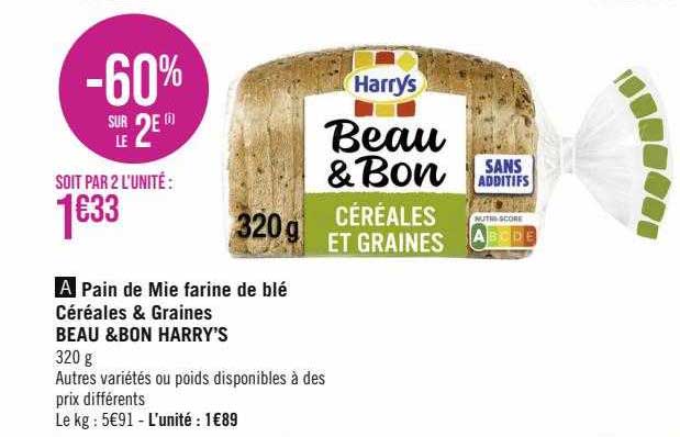pain de mie farine de blé céréales & graines beau & bon harry's