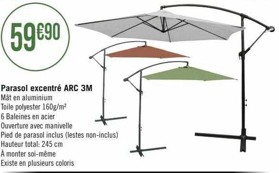 parasol excentré arc 3 m
