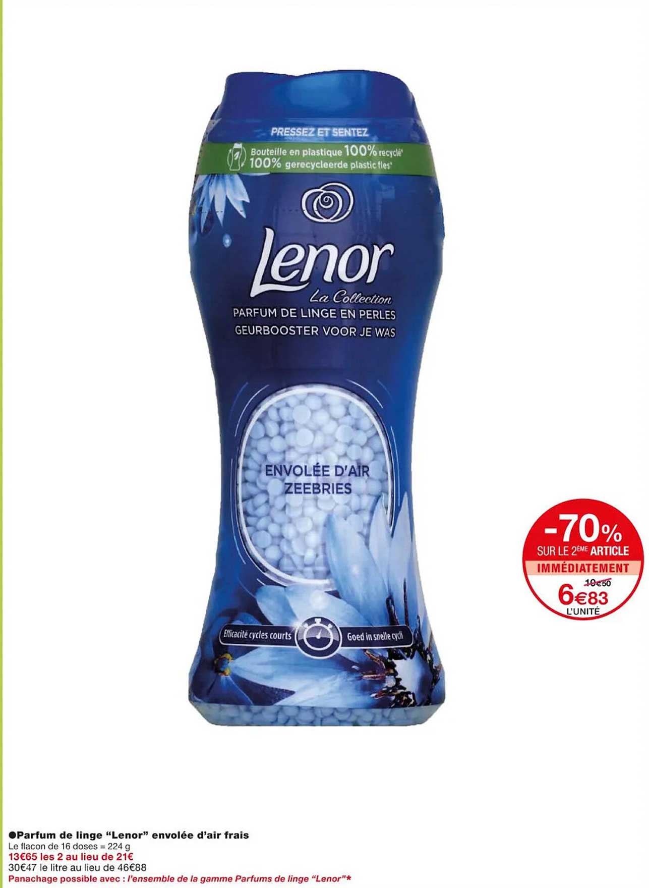 parfum de linge "lenor" envolée d'air frais