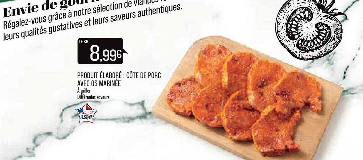 produit élaboré : côte de porc avec os marinée