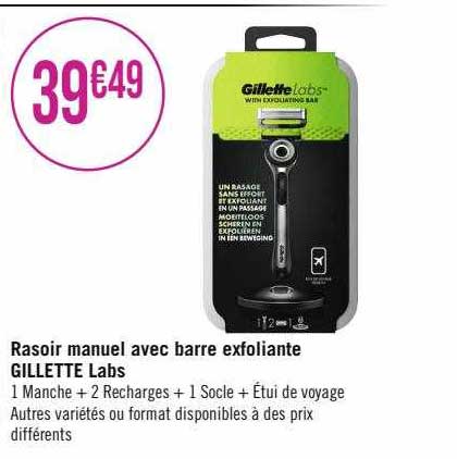 rasoir manuel avec barre exfoliante gillette labs