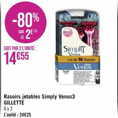 rasoirs jetables simply venus3 gillette