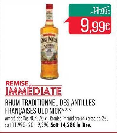 rhum traditionnel des antilles françaises old nick