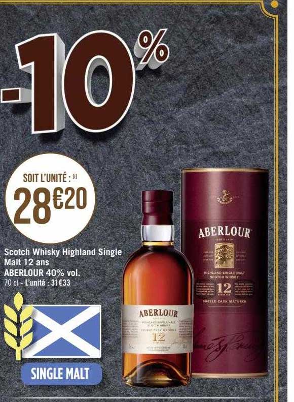 scotch whisky highland single malt 12 ans aberlour 40% vol.