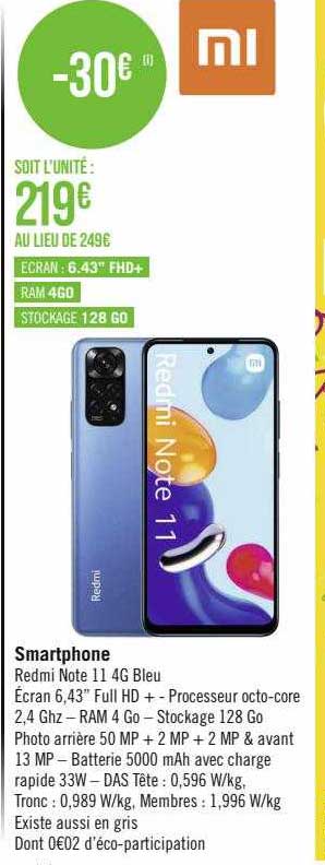 Smartphone Redmi Note 11 4g Bleu Xiaomi