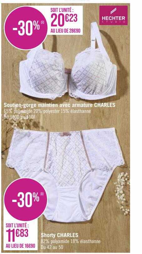 soutien-gorge maintien avec armature charles, shorty charles