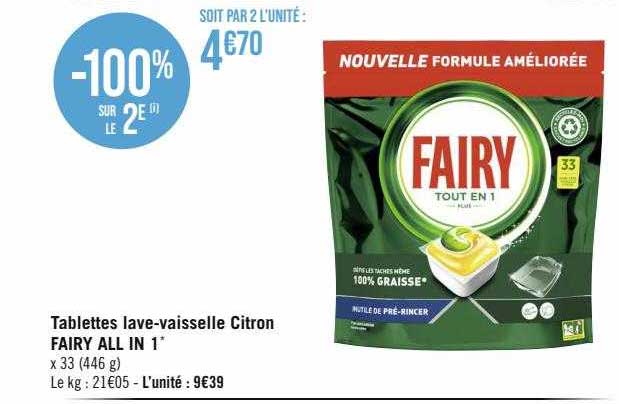 tablettes lave-vaisselle citron fairy all in 1