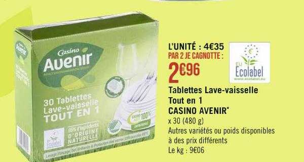 tablettes lave-vaisselle tout en 1 casino avenir