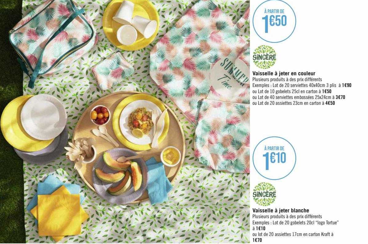 vaisselle à jeter en couleur sincère, vaisselle à jeter blanche sincère