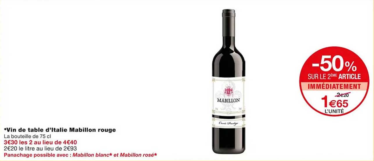vin de table d'italie mabillon rouge