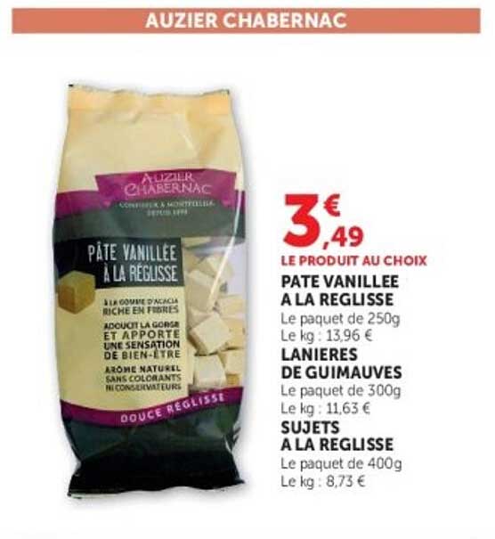 AUZIER CHABERNAC PÂTE VANILLÉE À LA RÉGLISSE