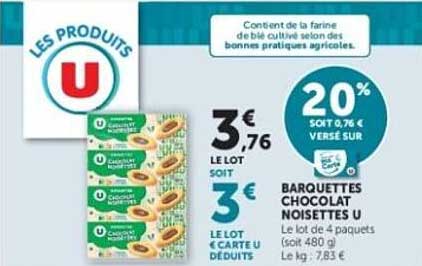 Barquettes Chocolat Noisette U