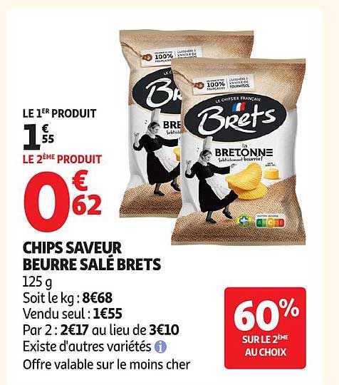 Brets Chips saveur beurre salé