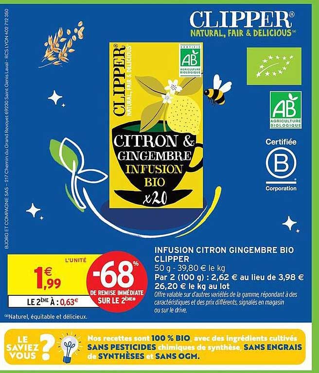 CLIPPER CITRON & GINGEMBRE