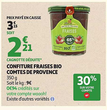 Comtes de Provence Confiture Fraises Bio