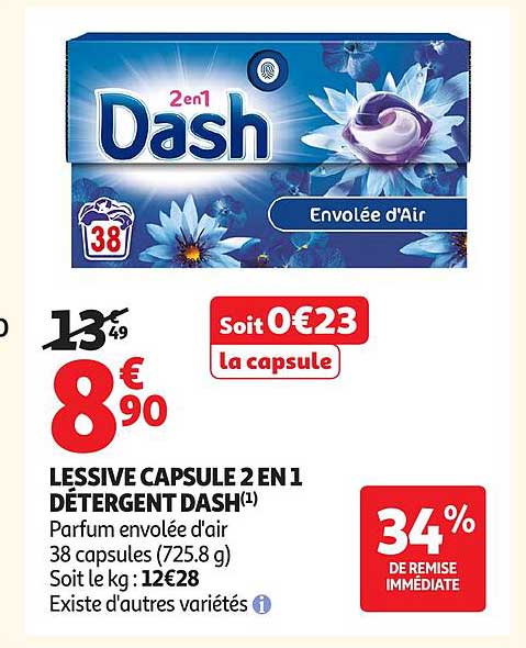 Dash Lessive capsule 2 en 1