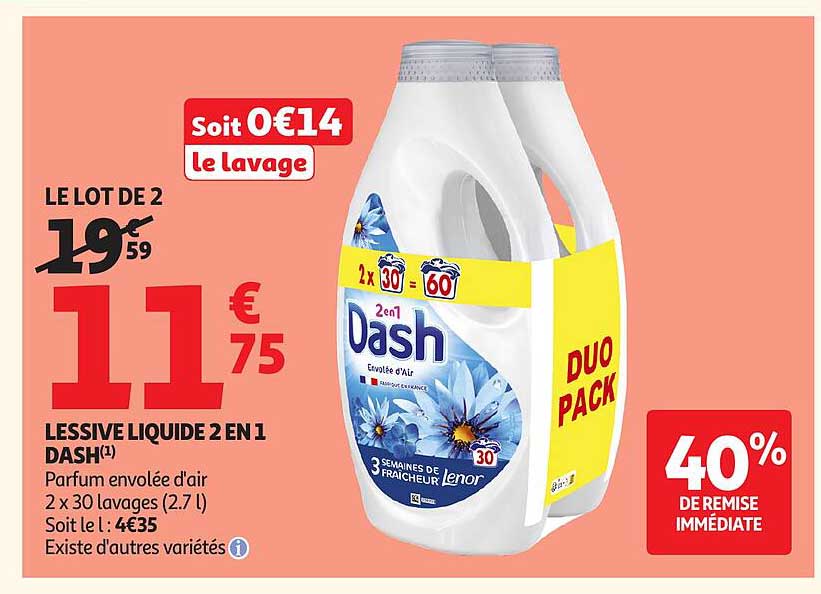 Dash Lessive liquide 2 en 1