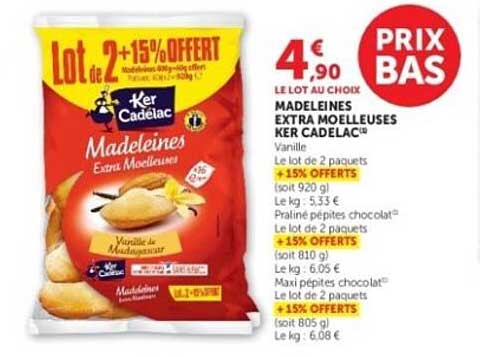 Ker Cadélac Madeleines Extra Moelleuses